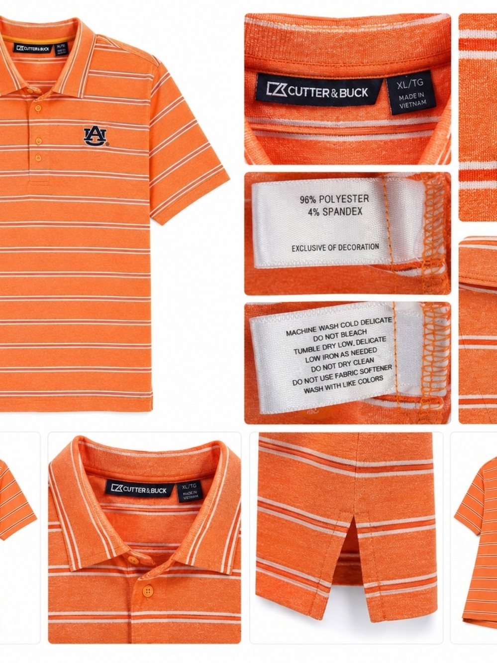Cutter & Buck Auburn University Orange And White Polo - Picture 2 of 2